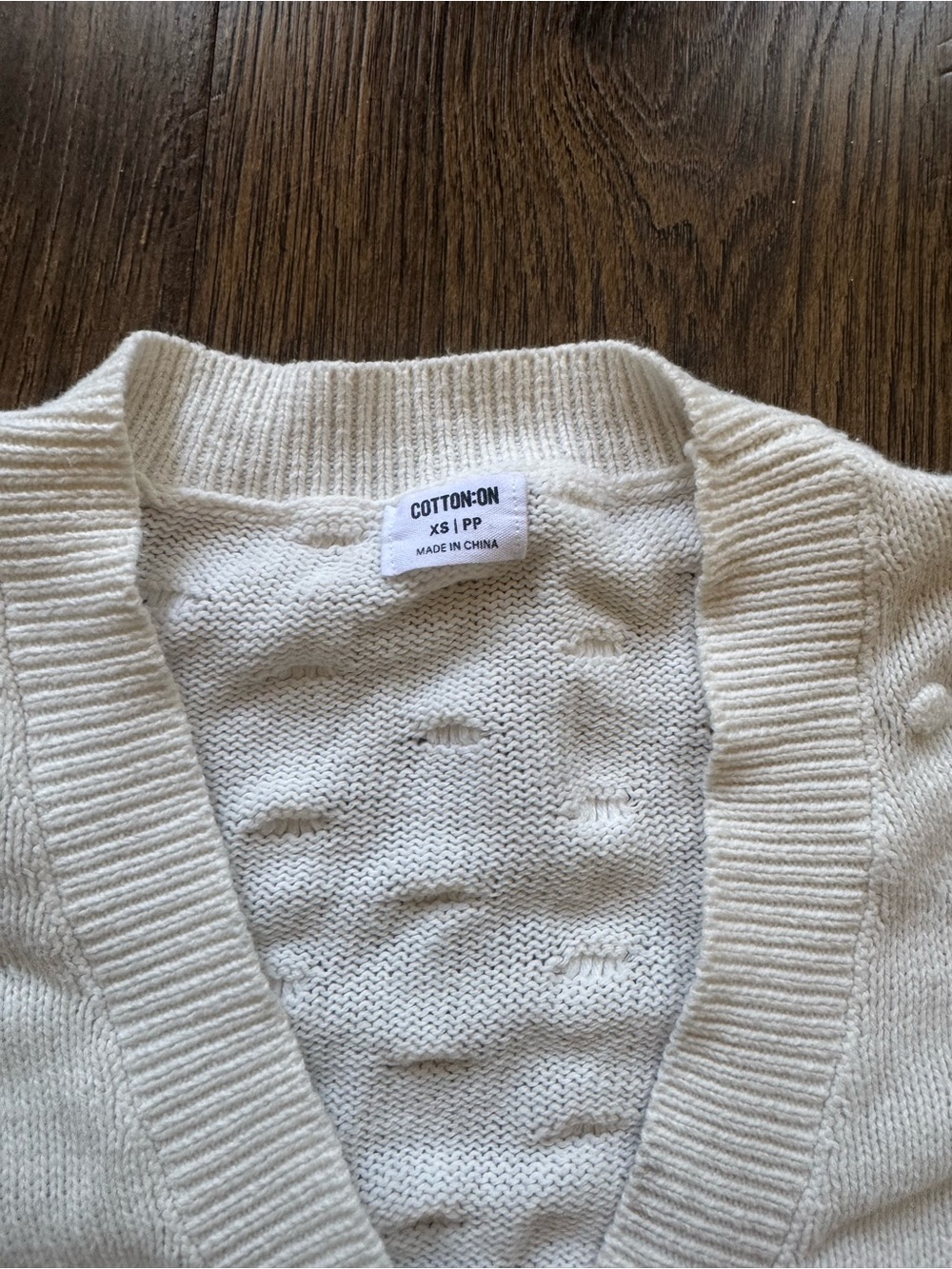 Cotton On Cream Pom-Pom Button V-Neck Sweater - Picture 2 of 3